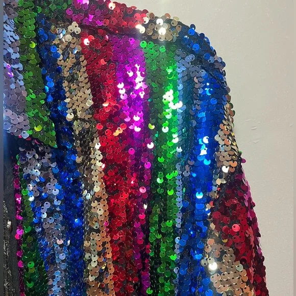 Multicolor Sequin Long Sleeve Dress - Picture 3 of 7